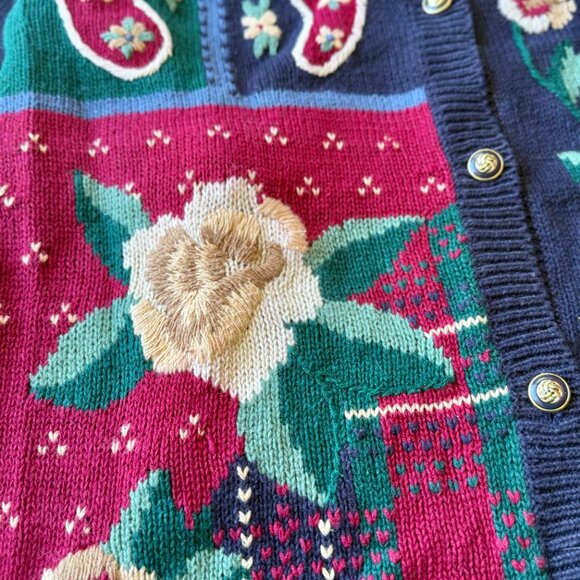 Vintage Koret, Cardigan / Floral, Tartan, Plaid, Paisley Patterned Knitwear - Picture 7 of 7